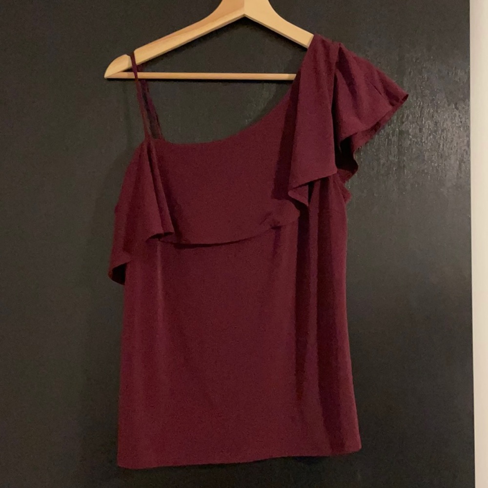 Maroon banana Republic asymmetrical top size small